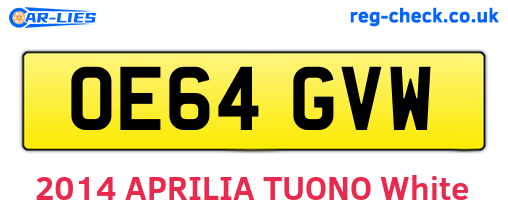 OE64GVW are the vehicle registration plates.