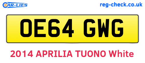 OE64GWG are the vehicle registration plates.
