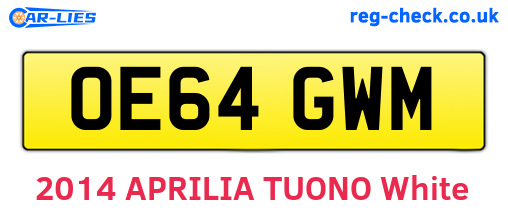 OE64GWM are the vehicle registration plates.