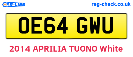 OE64GWU are the vehicle registration plates.