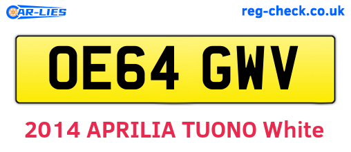 OE64GWV are the vehicle registration plates.