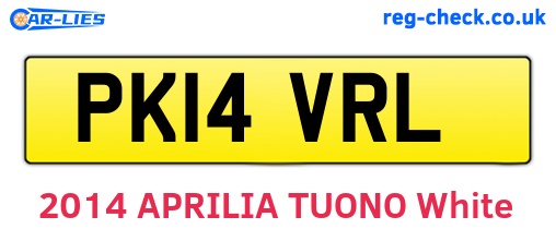 PK14VRL are the vehicle registration plates.