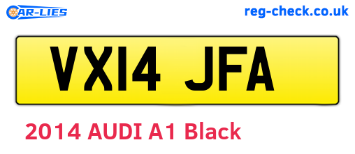 VX14JFA are the vehicle registration plates.