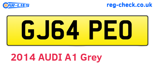 GJ64PEO are the vehicle registration plates.