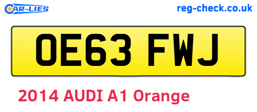 OE63FWJ are the vehicle registration plates.