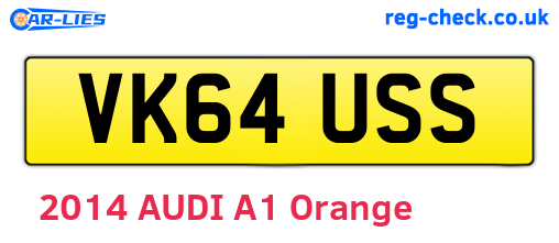 VK64USS are the vehicle registration plates.