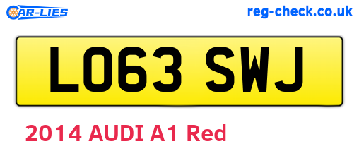LO63SWJ are the vehicle registration plates.