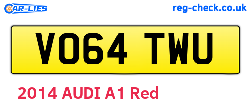 VO64TWU are the vehicle registration plates.