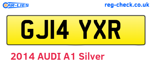 GJ14YXR are the vehicle registration plates.