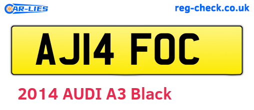 AJ14FOC are the vehicle registration plates.