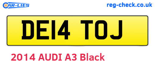 DE14TOJ are the vehicle registration plates.