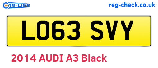 LO63SVY are the vehicle registration plates.