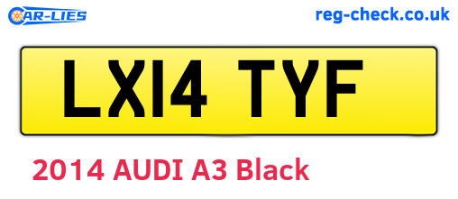 LX14TYF are the vehicle registration plates.