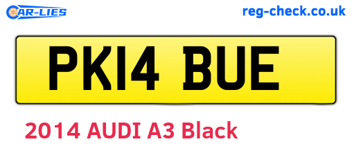 PK14BUE are the vehicle registration plates.