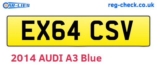 EX64CSV are the vehicle registration plates.