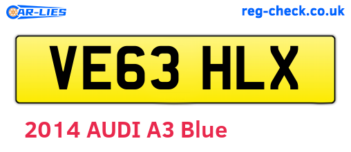 VE63HLX are the vehicle registration plates.
