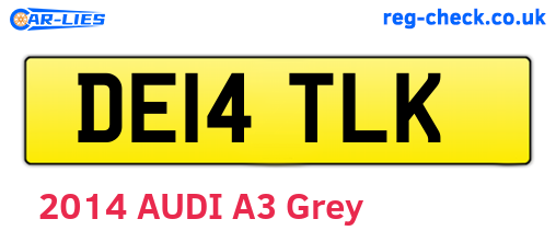 DE14TLK are the vehicle registration plates.