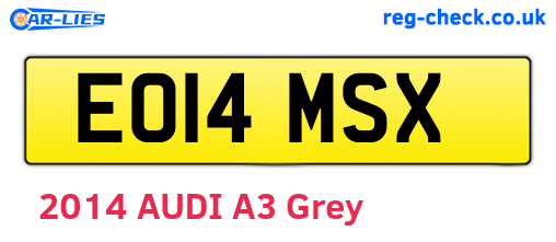 EO14MSX are the vehicle registration plates.