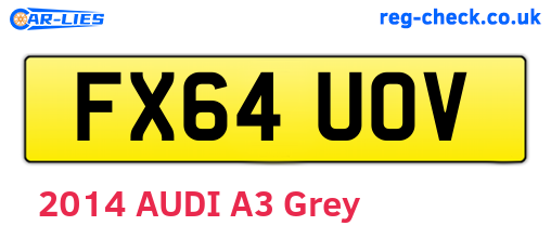 FX64UOV are the vehicle registration plates.
