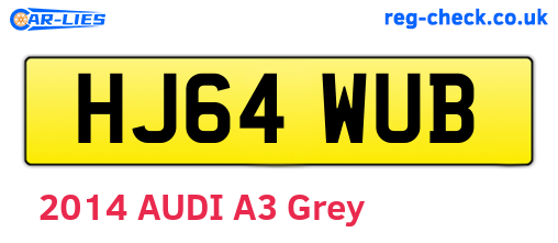HJ64WUB are the vehicle registration plates.