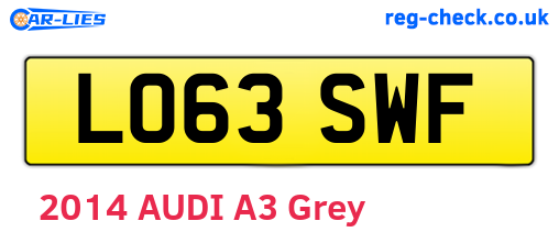 LO63SWF are the vehicle registration plates.