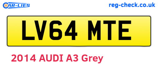 LV64MTE are the vehicle registration plates.