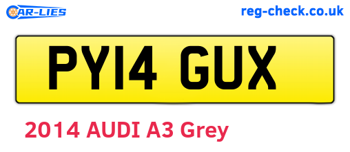 PY14GUX are the vehicle registration plates.