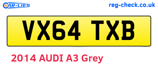 VX64TXB are the vehicle registration plates.