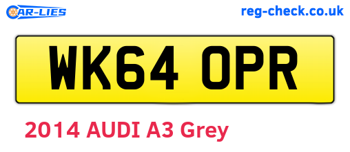 WK64OPR are the vehicle registration plates.