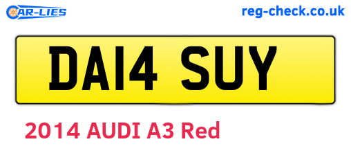DA14SUY are the vehicle registration plates.