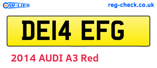 DE14EFG are the vehicle registration plates.