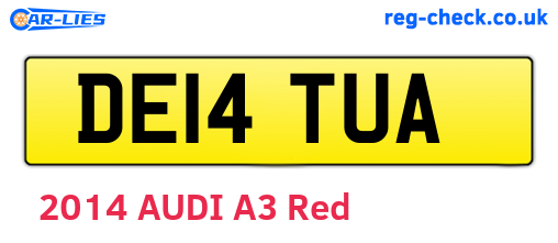 DE14TUA are the vehicle registration plates.