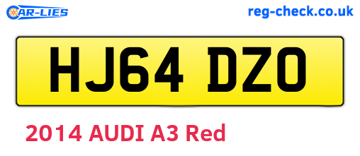 HJ64DZO are the vehicle registration plates.