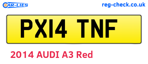 PX14TNF are the vehicle registration plates.