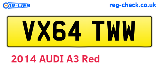 VX64TWW are the vehicle registration plates.