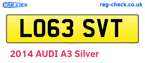 LO63SVT are the vehicle registration plates.