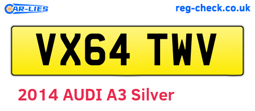 VX64TWV are the vehicle registration plates.
