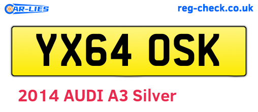 YX64OSK are the vehicle registration plates.