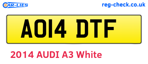 AO14DTF are the vehicle registration plates.