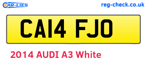 CA14FJO are the vehicle registration plates.