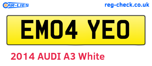 EM04YEO are the vehicle registration plates.