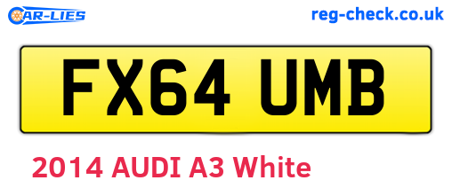 FX64UMB are the vehicle registration plates.