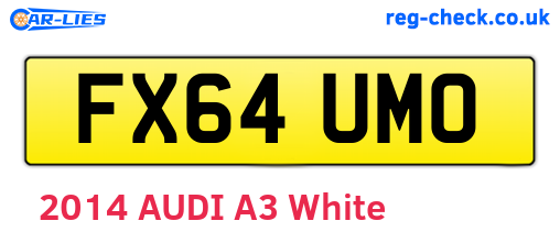 FX64UMO are the vehicle registration plates.