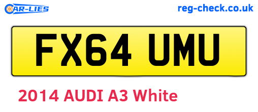 FX64UMU are the vehicle registration plates.