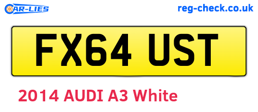 FX64UST are the vehicle registration plates.