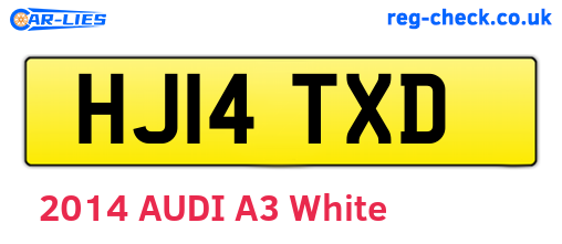 HJ14TXD are the vehicle registration plates.