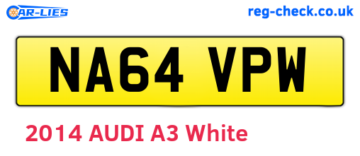 NA64VPW are the vehicle registration plates.