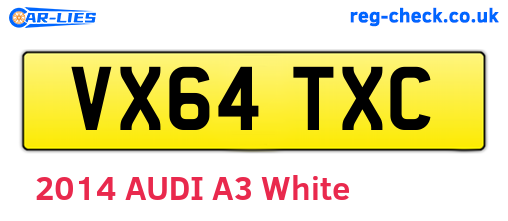 VX64TXC are the vehicle registration plates.
