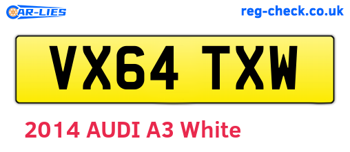 VX64TXW are the vehicle registration plates.