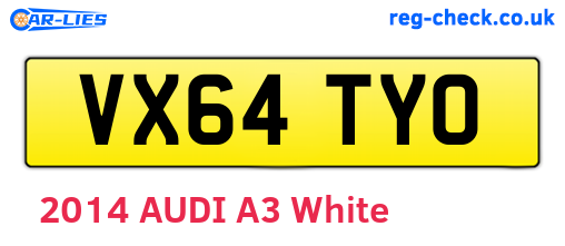 VX64TYO are the vehicle registration plates.